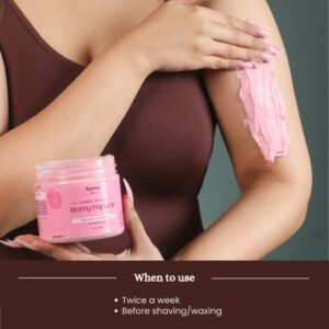 Model applying Berry Popsicle fruit body scrub