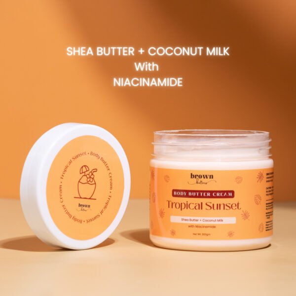 Tropical Sunset Coconut Body Butter open jar