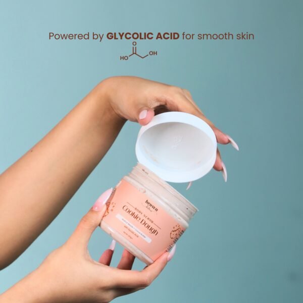 girl holding open jar chocolate scrub