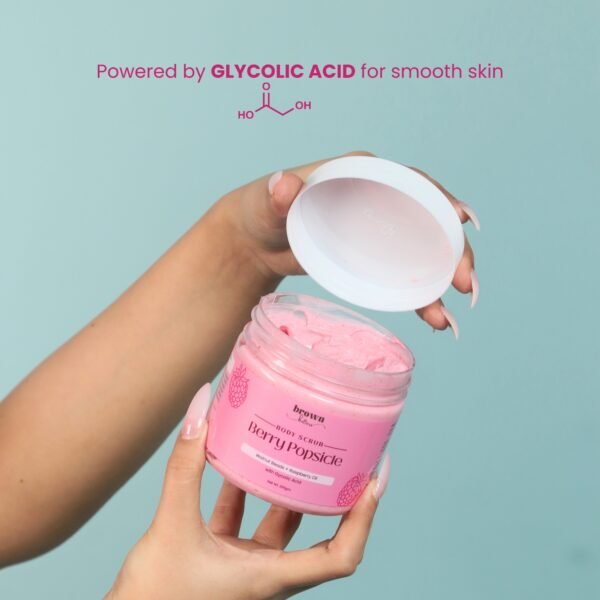 girl holding berry body scrub