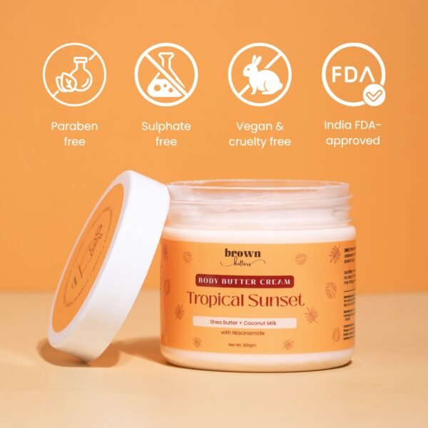 tropical body butter open jar