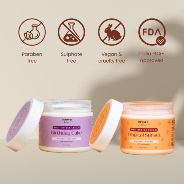 vanilla & tropical body butters open jar