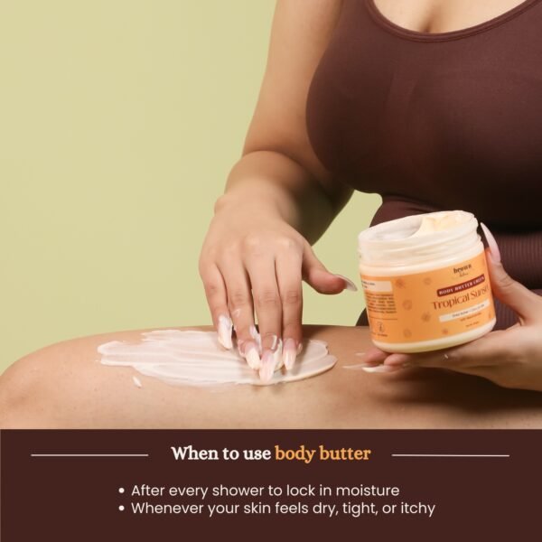 girl applying tropical body butter
