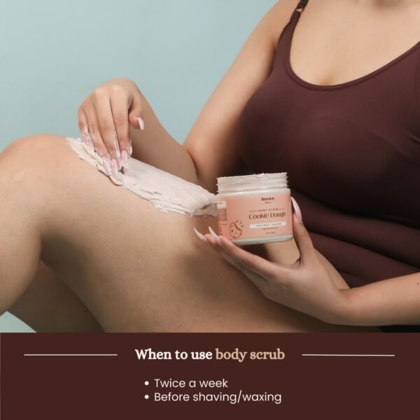 girl applying chocolate body scrub