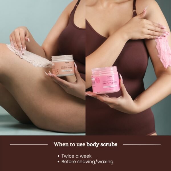 girl applying body scrubs