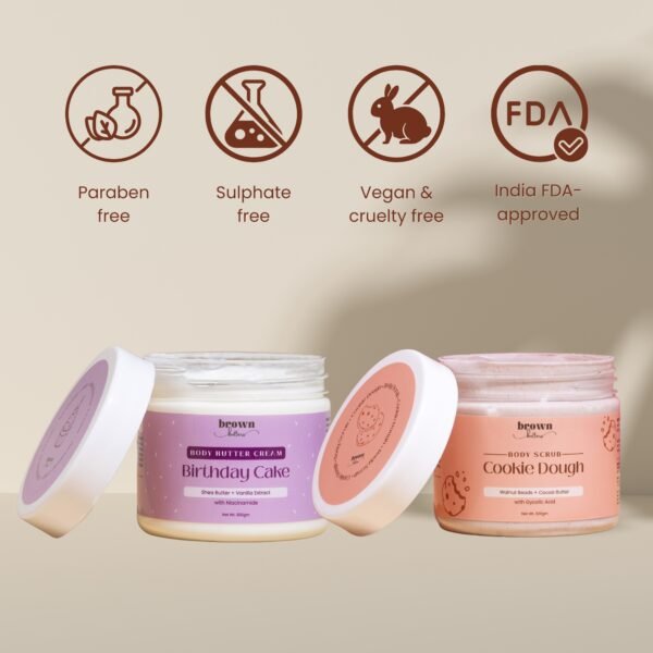 vanilla body butter & chocolate body scrub jar open
